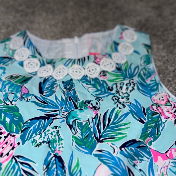 Lilly Pulitzer Little Lilly Classic Shift In Barking Up The Palm Tree Sz 7 - Picture 5 of 6